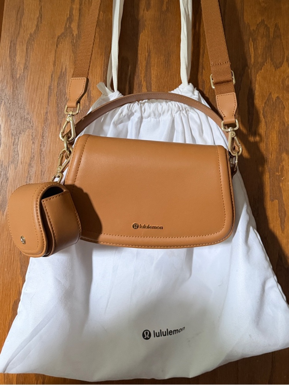 lululemon athletica Tan Caramel Crossbody with Detachable Mini Pouch